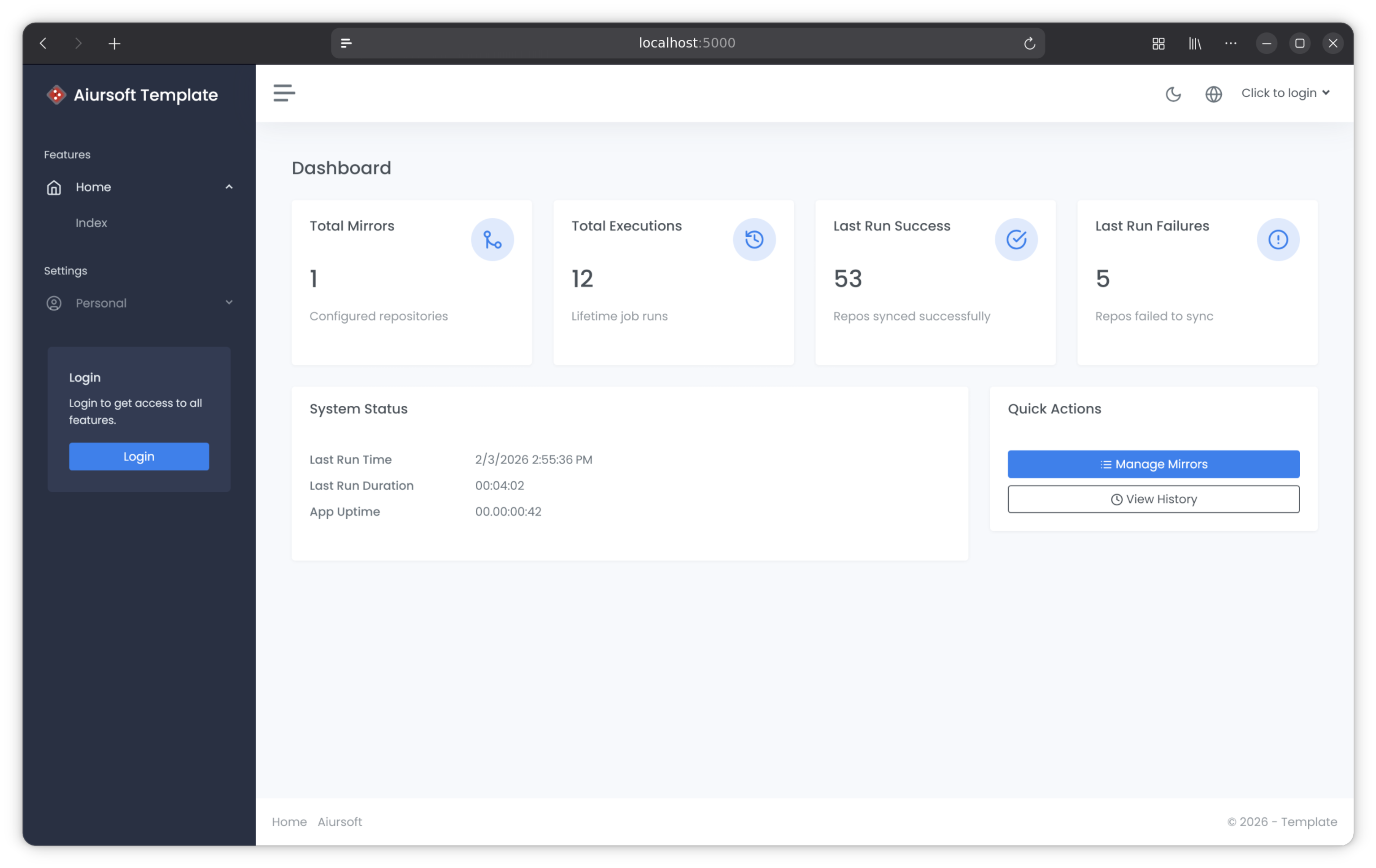 GitMirrorServer Dashboard